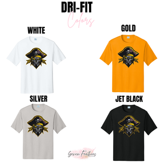 Pirates Baseball Logo Dri-Fit Performance Top shown in White, Gold, Silver, and Jet Black