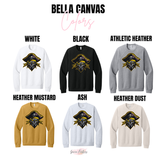 Pirates Baseball Logo Top shown in Comfort Colors Pepper, Mustard, White, Grey, Black, and Ivory