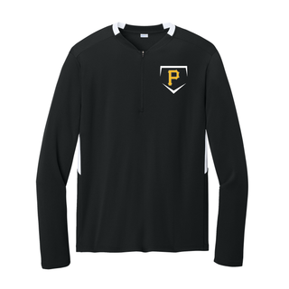 Pirates Baseball Pocket Diamond Club 1/4-Zip Pullover in Black with white colorblock panels