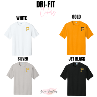 Pirates Baseball Pocket P Dri-Fit Performance Top color options - white, gold, silver, and jet black
