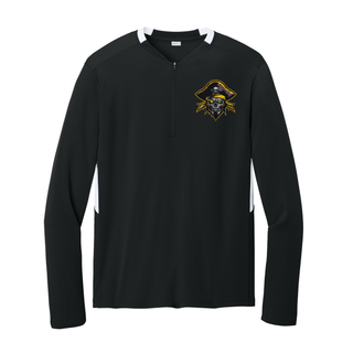 Black Pirates Baseball Pocket Pirate Sport-Tek Club 1/4-Zip Pullover with pirate skull graphic on the left chest
