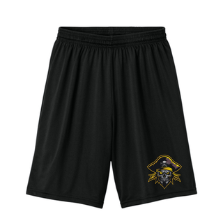 Black Pirates Baseball Pocket Pirate cooling performance shorts with the pirate skull graphic on the lower leg