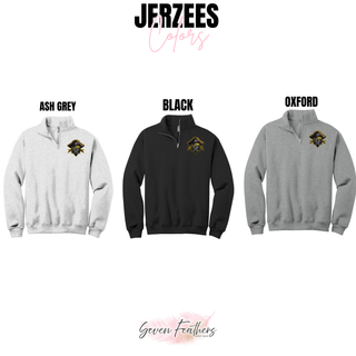 Pirates Baseball Pocket Pirate NuBlend fleece quarter-zip shown in Ash Grey, Black, and Oxford