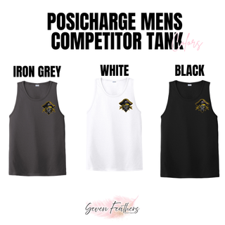 Pirates Baseball Pocket Pirate PosiCharge Competitor Tank shown in Iron Grey, White, and Black with skull graphic on the left chest