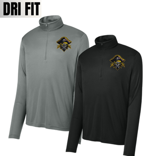 Grey and black Pirates Baseball Pocket Pirate PosiCharge Quarter-Zips with the pirate skull graphic on the left chest