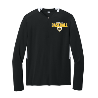 Pirates Baseball Stacked Logo Club 1/4-Zip Pullover in Black and White