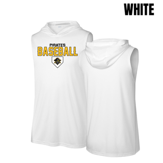 Pirates Baseball Stacked Logo Competitor Sleeveless Hoodie in White