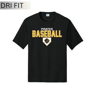Pirates Baseball Stacked Logo Dri-Fit Performance Top in Jet Black