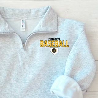 Pirates Baseball Stacked Logo Fleece Quarter-Zip in Ash Grey