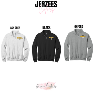 Pirates Baseball Stacked Logo Fleece Quarter-Zip in Ash Grey, Black, and Oxford