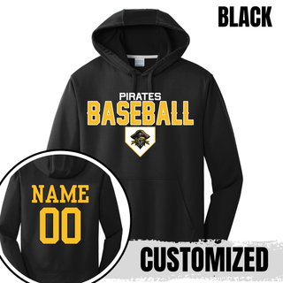 Pirates Baseball Stacked Logo Performance Hoodie - Black Custom