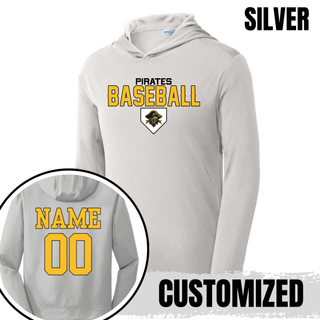 Pirates Baseball Stacked Logo PosiCharge Competitor Hoodie in Silver, customized with name and number