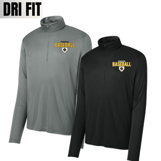 Pirates Baseball Stacked Logo PosiCharge Quarter-Zip in Grey Concrete and Black