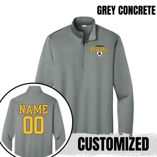 Pirates Baseball Stacked Logo PosiCharge Quarter-Zip in Grey Concrete, customized with name and number