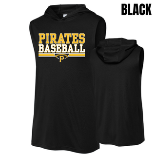 Pirates Baseball Varsity Bar Competitor Sleeveless Hoodie in Black