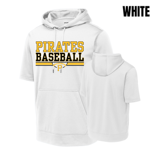 Pirates Baseball Varsity Bar Fleece Short Sleeve Hooded Pullover in White