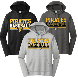 Pirates Baseball Varsity Bar Performance Hoodie in Black