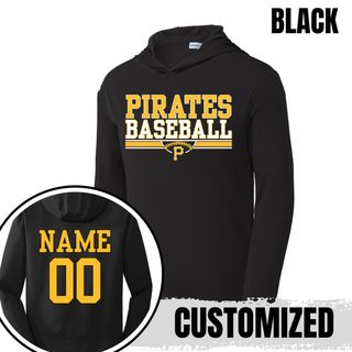 Pirates Baseball Varsity Bar PosiCharge Competitor Hoodie in Black, customized with name and number
