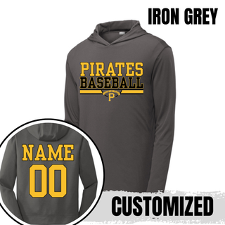 Pirates Baseball Varsity Bar PosiCharge Competitor Hoodie in Iron Grey, customized with name and number