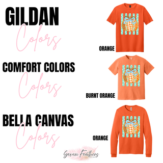 plaid pumpkin leopard bow top color options: Gildan orange, Comfort Colors burnt orange, Bella Canvas orange
