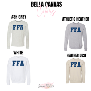 Polka Dot Navy FFA top long sleeve and crewneck color options including ash grey athletic heather white and heather dust