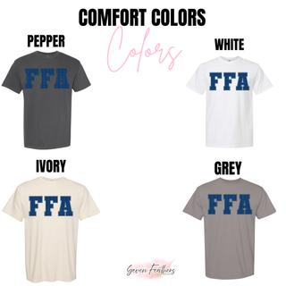 Polka Dot Navy FFA top graphic tee color options including pepper white ivory and grey
