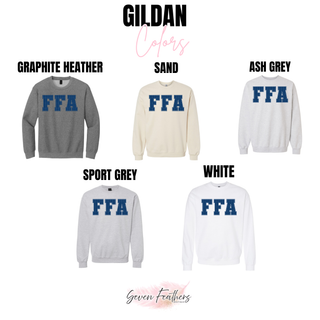 Polka Dot Navy FFA top crewneck sweatshirt color options including graphite heather sand ash grey sport grey and white