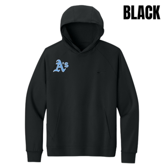Prime Athletics Baseball A's Pocket Dri-FIT Primary Hoodie in Black with the A's logo in light blue lettering on the left chest