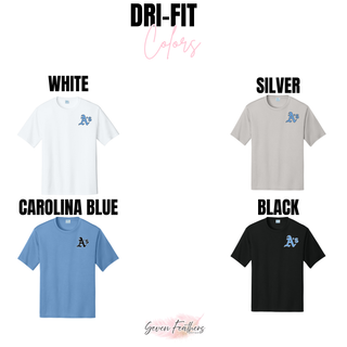 Black Prime Athletics Baseball A's Pocket Performance Top folded flat with a stylized light blue A's lettering design on the left chest