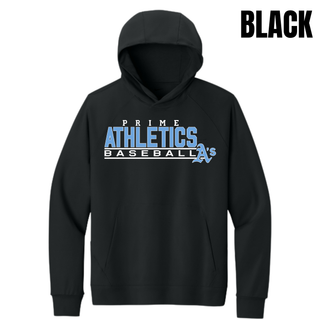 Black Prime Athletics Baseball Block Logo Men's Dri-FIT Primary Hoodie with the full-front team design