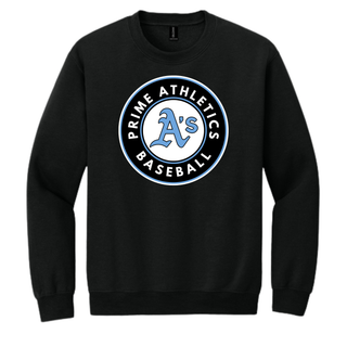 Black Prime Athletics Baseball Circle Logo Top (crewneck sweatshirt) with the circle logo centered on the chest