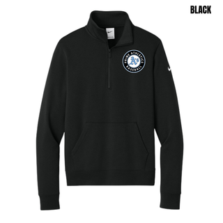 Prime Athletics Baseball Circle Logo Women's Club Fleece Half-Zip in Black with circle badge on left chest