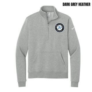 Prime Athletics Baseball Circle Logo Women's Club Fleece Half-Zip in Dark Grey Heather with circle badge on left chest