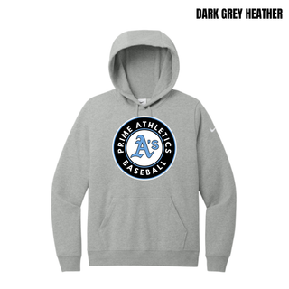 Dark Grey Heather Prime Athletics Baseball women’s fleece hoodie with Carolina Blue, black and white circle logo