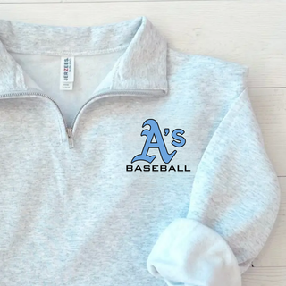 Ash Grey Prime Athletics Baseball Classic A's Logo Fleece Quarter-Zip with a left-chest Prime Athletics Baseball Classic A's Logo