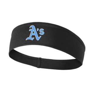 Black Prime Athletics Baseball Classic A's Logo Performance Headband with the large A's mark