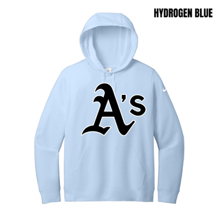 Hydrogen Blue Prime Athletics Baseball Classic A's Logo Women's Club Fleece Pullover Hoodie with the large A's mark