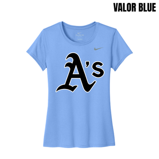 Valor Blue Prime Athletics Baseball Classic A's Logo Women's rLegend Tee with a large centered A's mark