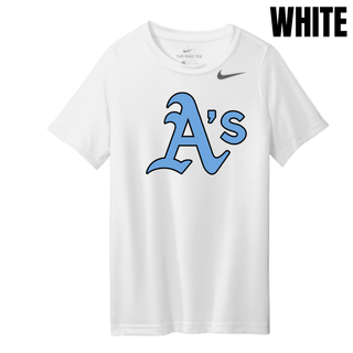 White Prime Athletics Baseball Classic A's Logo Youth rLegend Tee with the large A's mark