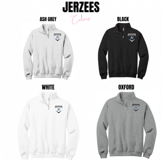 Prime Athletics Baseball Home Plate Logo Fleece Quarter-Zip in Ash Grey, Black, White, and Oxford with left-chest home plate logo design