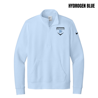 Prime Athletics Baseball Home Plate Logo Women's Club Fleece Half-Zip in Hydrogen Blue with home plate emblem on left chest