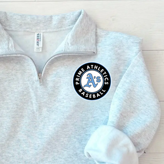 Ash Grey Prime Athletics Baseball Pocket Circle Logo Fleece Quarter-Zip with a pocket-size left-chest design