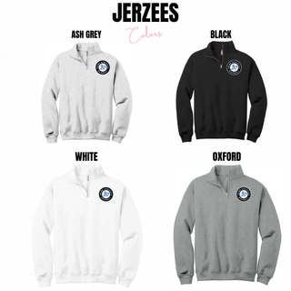 Prime Athletics Baseball Pocket Circle Logo Fleece Quarter-Zip shown in Ash Grey, Black, White, and Oxford with the circular Prime Athletics A's Baseball logo on the left chest
