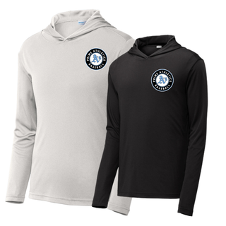 Silver and Black Prime Athletics Baseball Pocket Circle Logo PosiCharge Competitor Hoodies with a pocket-size left-chest design