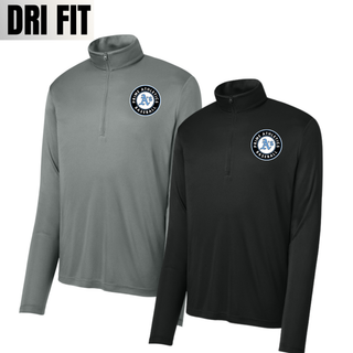 Grey Concrete and Black Prime Athletics Baseball Pocket Circle Logo PosiCharge Quarter-Zips with a pocket-size left-chest design