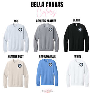 Prime Athletics Baseball Pocket Circle Logo Bella Canvas color options: Ash, Athletic Heather, Black, Heather Dust, Carolina Blue, and White