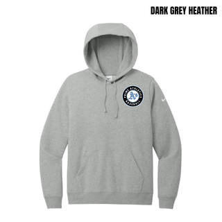 Dark Grey Heather Prime Athletics Baseball Pocket Circle Logo Women's Fleece Hoodie with a left-chest design