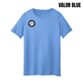 Valor Blue Prime Athletics Baseball Pocket Circle Logo Youth rLegend Tee with the round team badge on the left chest