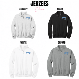 Prime Athletics Baseball Script Logo Fleece Quarter-Zip in Ash Grey, Black, White, and Oxford