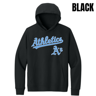 Black Prime Athletics Baseball Script Logo Men's Dri-FIT Primary Hoodie with the Athletics script and A's mark
